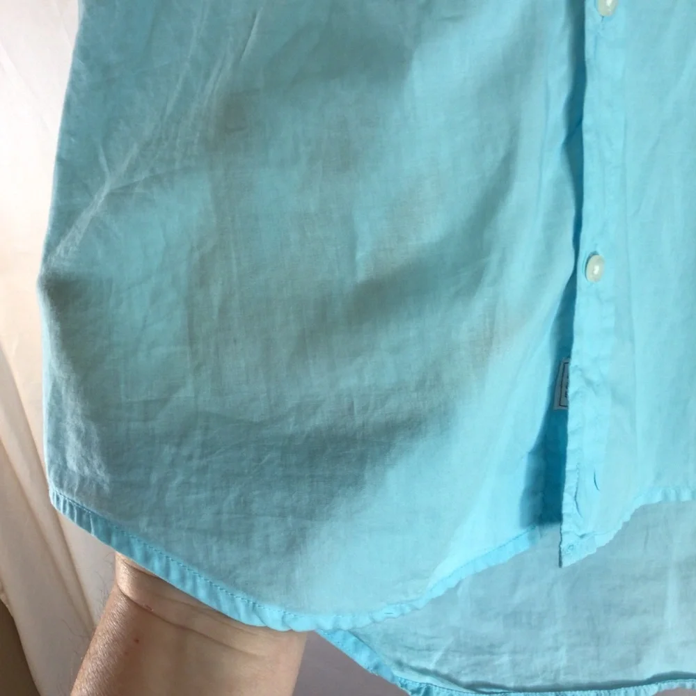 Frank & Eileen Eileen Button Down Shirt XS Aqua Blue Italian Cotton Relaxed Fit - Picture 6 of 10